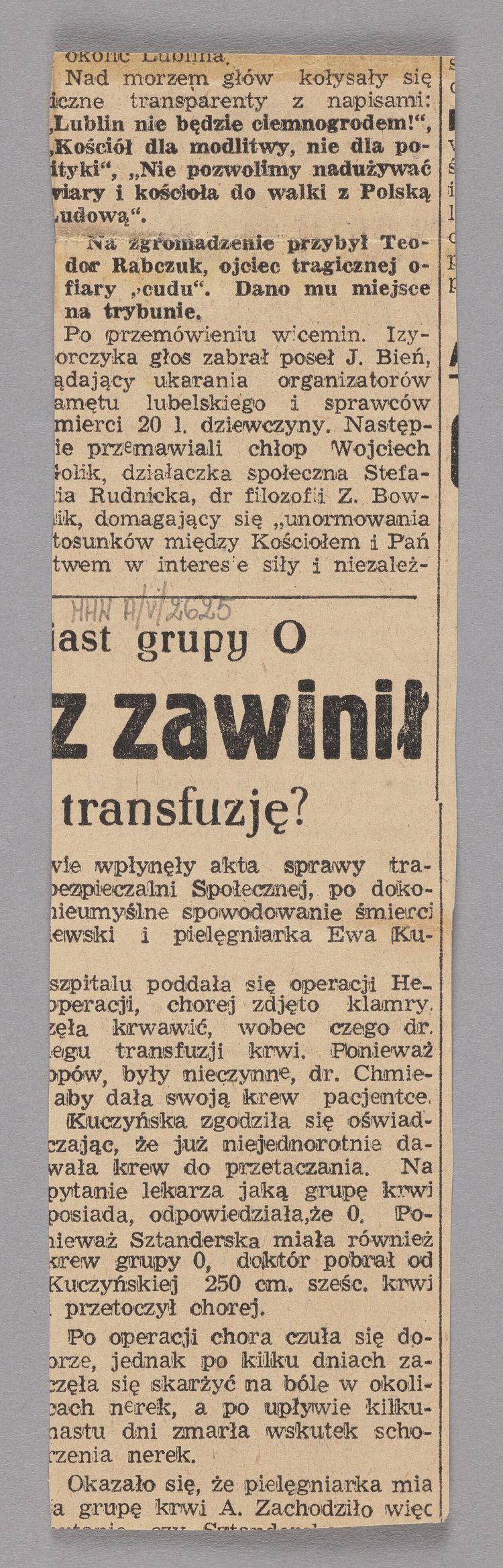 Wycinek z gazety p.t. "Express Wieczorny" z artykułem p.t. "Kopernik powrócił na Krak.[owskie] Przedmieście"