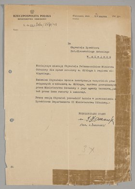 Pismo skierowane do Antoniego Olszewskiego