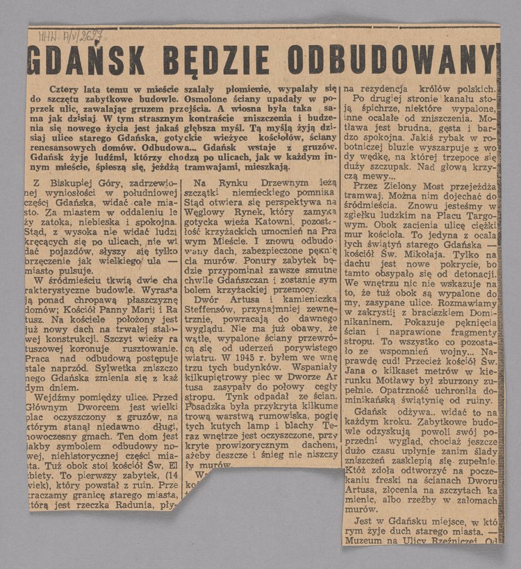 Wycinek z nieznanej gazety z artykułem p.t. "Król i Astronom w gabinecie chirurgicznymi"