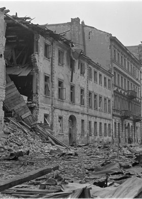 Zniszczenia zabudowy przy ulicy Śliskiej