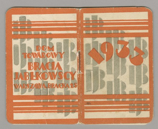 Kalendarzyk reklamowy Domu Towarowego Bracia Jabłkowscy na rok 1933
