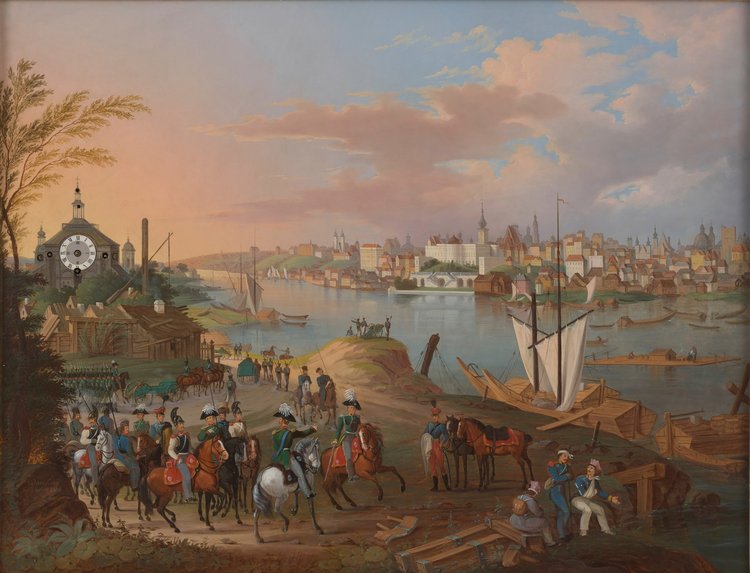 Widok Warszawy z zegarem