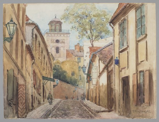 Ulica Źródłowa i dzwonnica kościoła św. Anny