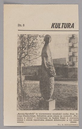 Wycinek z czasopisma p.t. "Kultura" z artykułem na temat rzeźby Jerzego Chojnackiego nazwanej "Syrena - Ogrodnik"
