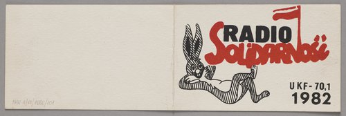 Kartka świąteczna wydana z okazji Wielkanocy 1982 r. z informacją o pierwszej audycji podziemnego Radia 'Solidarność'