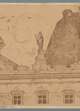 Szczyty domów na Wąskim Dunaju w Warszawie