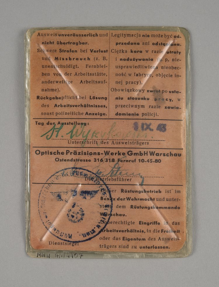 Werk-Ausweis/Dowód tożsamości Stanisława Wyrzykowskiego