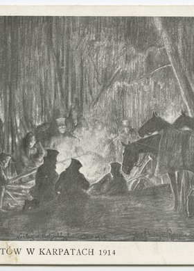 Nocleg legionistów w Karpatach 1914