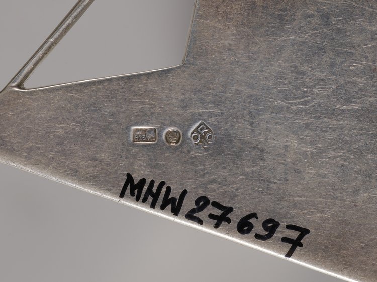 Broszka z kawałkami skóry w oprawie srebrnej