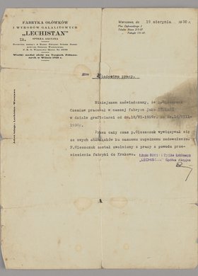 Świadectwo pracy wydane Czesławowi Oleszczukowi