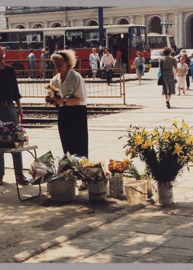 Plac Bankowy - uliczna sprzedaż kwiatów