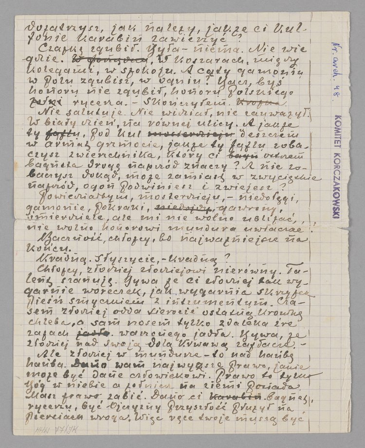 Rękopis opowiadania Kapral Kropka się gniewa