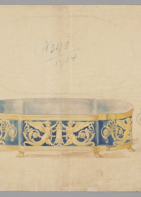 Projekt żardiniery w stylu empire z kobaltowym wkładem