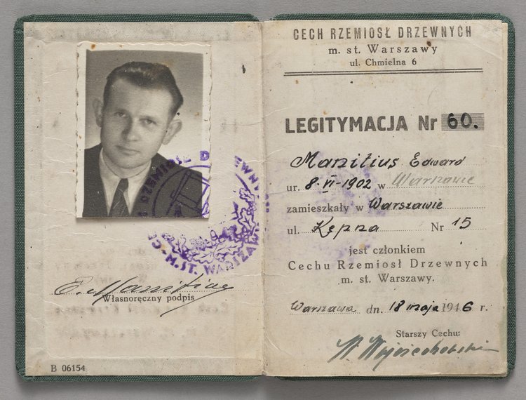 Legitymacja członkowska Edwarda Manitiusa