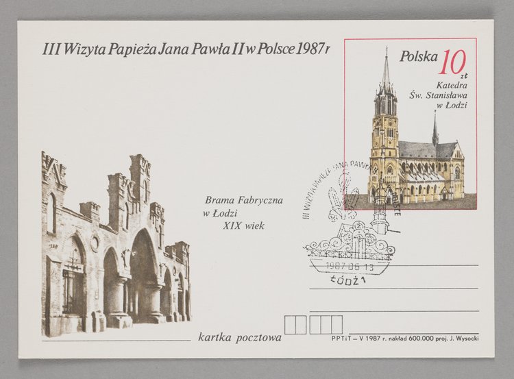 Pocztówka wydana z okazji III. wizyty papieża św. Jana Pawła w Polsce w 1987 r.