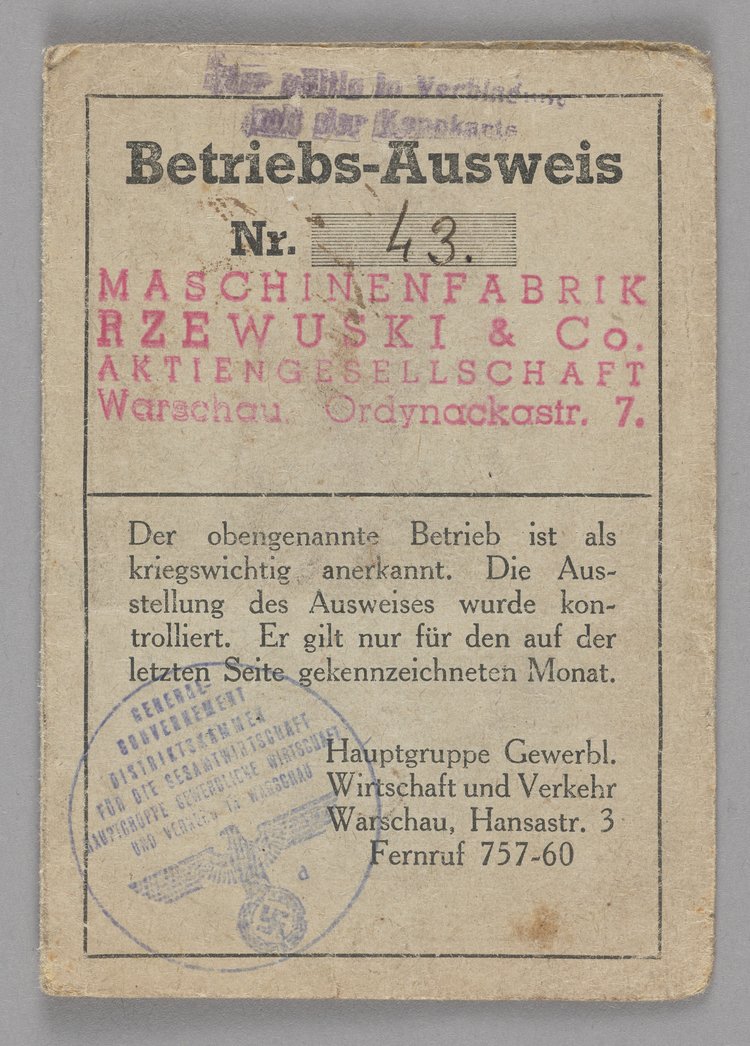 Betriebs-Ausweis/Legitymacja pracownicza Witolda Michalaka