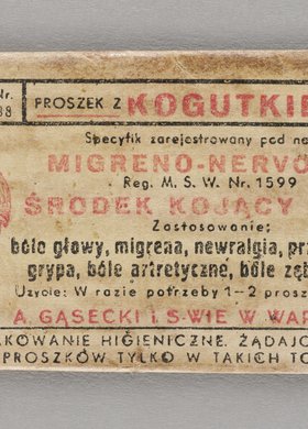 Saszetka z lekiem Migreno-Nervosin, proszek z kogutkiem firmy A. Gąsecki i Synowie