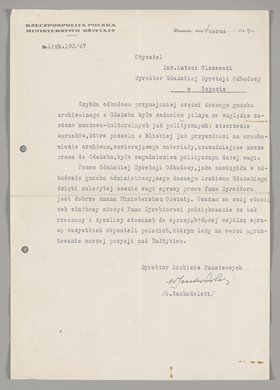 Pismo skierowane do Antoniego Olszewskiego