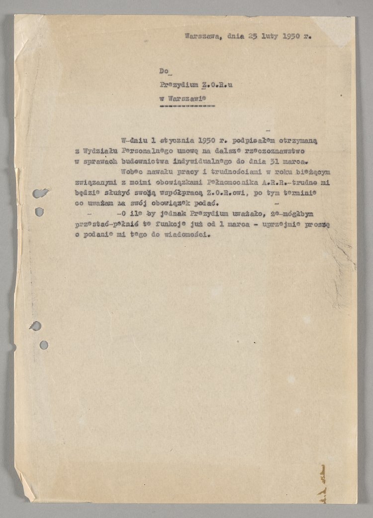 Pismo wysłane przez Antoniego Olszewskiego