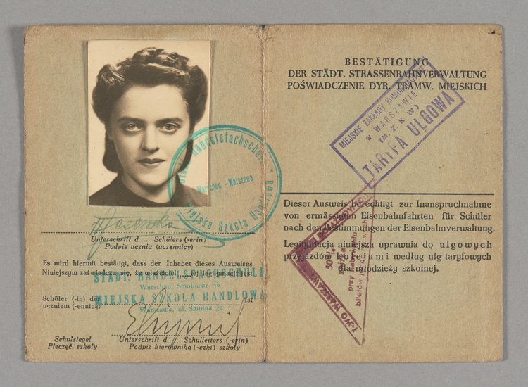 Schülerausweis / Legitymacja szkolna Heleny Jeżewskiej na rok szkolny 1941/42