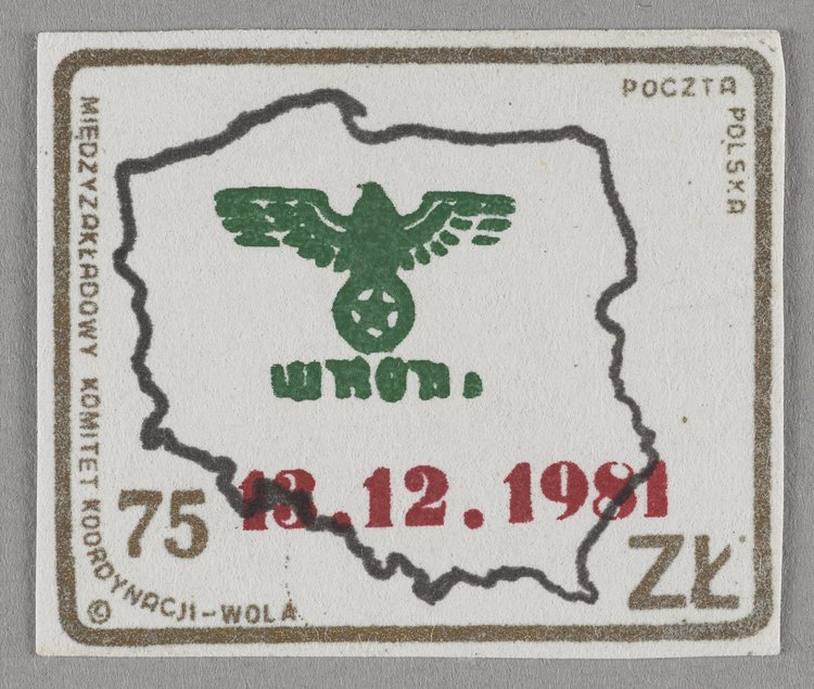 Znaczek okolicznościowy upamiętniający wprowadzenie w Polsce stanu wojennego