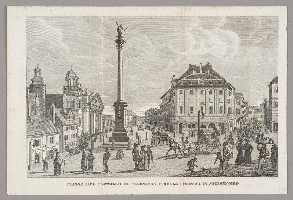 Plac Zamkowy w stronę Krakowskiego Przedmieścia, Fryderyk Krzysztof Dietrich, między 1827 a 1831