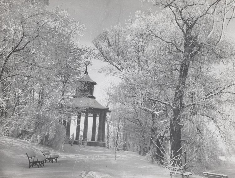 Altana Chińska w Parku Wilanowskim zimą