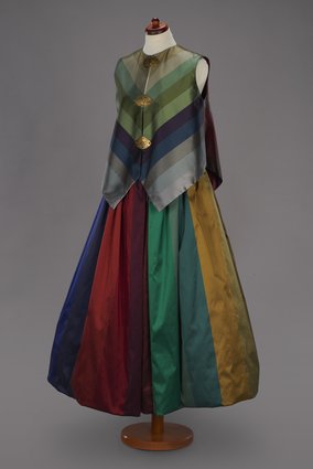 Spódnica z halką i kamizelka z jedwabnej tafty