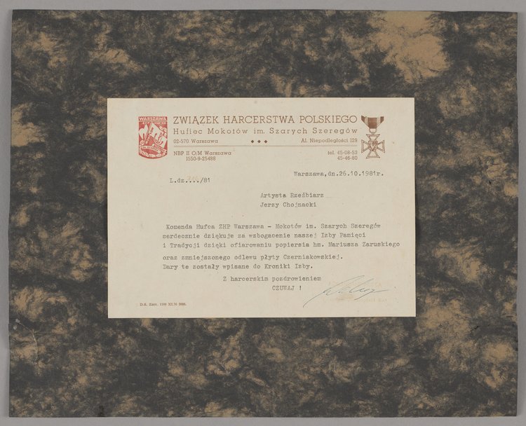 Podziękowanie dla Jerzego Chojnackiego