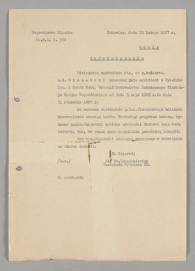 Odpis zaświadczenia wystawionego Antoniemu Olszewskiemu