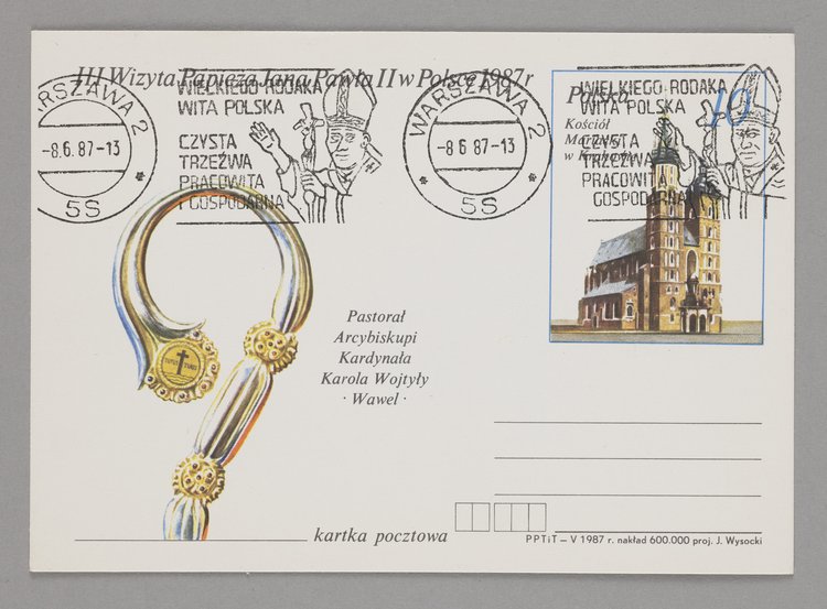 Pocztówka wydana z okazji III. wizyty papieża Jana Pawła II w Polsce (w 1987 r.)