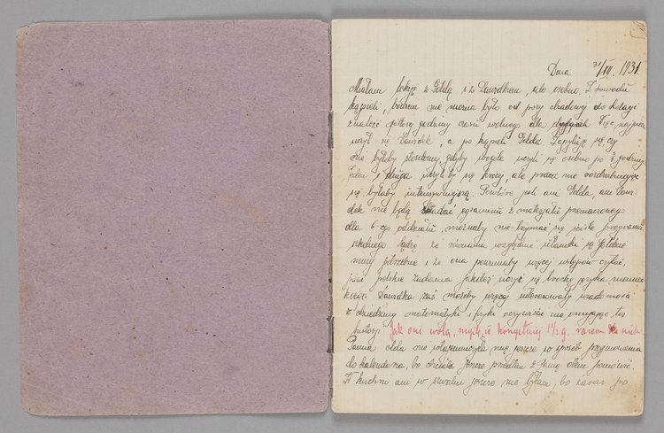 Zeszyt Miriam Gerblich, praktykantki w Domu Sierot z wpisami Stefanii Wilczyńskiej