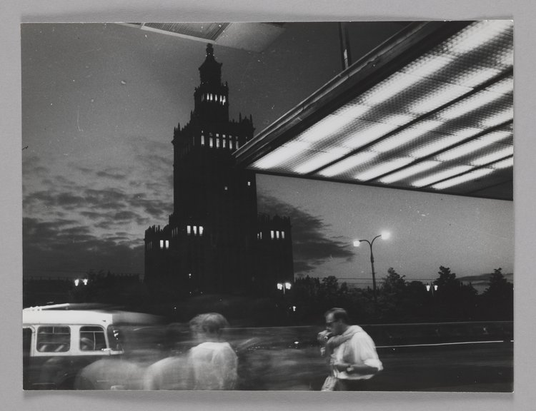 The Palace of Culture and Science at dusk