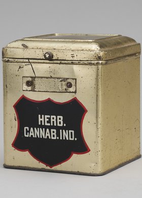 Puszka metalowa na zioła "HERB. CANNAB. IND."