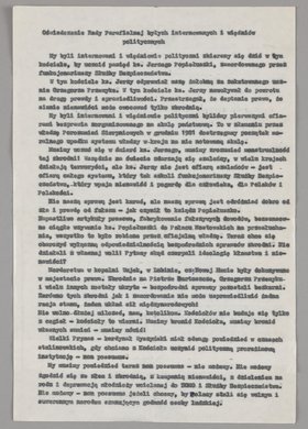 Oświadczenie Rady Parafialnej byłych internowanych i więźniów politycznych