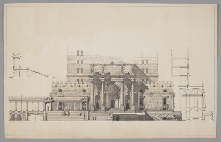 Pomnik-Mauzoleum Zwycięstwa, fragment widoku elewacji, projekt konkursowy