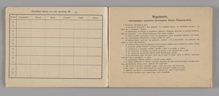 Dziennik uczennicy VII. klasy Krystyny Pollerówny