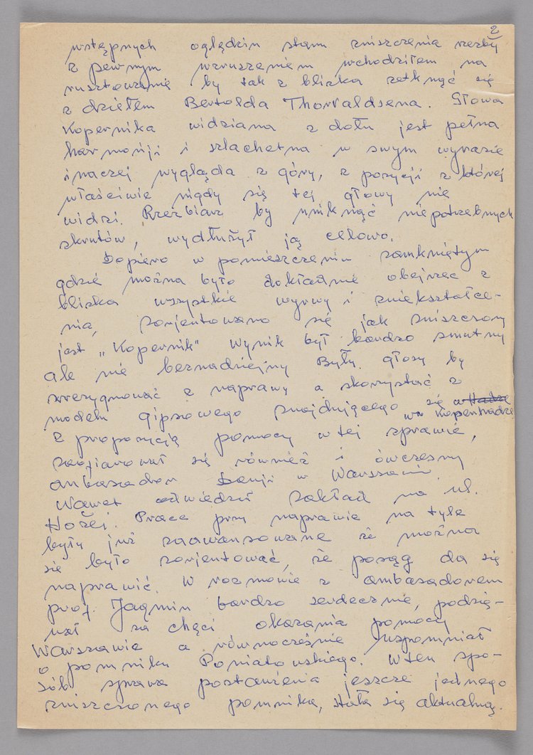 Relacja Jerzego Chojnackiego z prac naprawczych jakie prowadził przy pomniku Mikołaja Kopernika w Warszawie