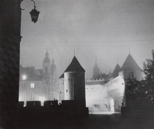 The Warsaw Barbican at night