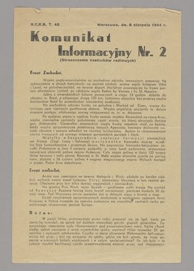Gazeta Komunikat informacyjny, Nr 2 (Streszczenie nasłuchów radiowych) z 6 sierpnia 1944 r.
