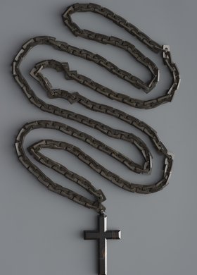 Naszyjnik żałobny w formie łańcucha z krzyżem