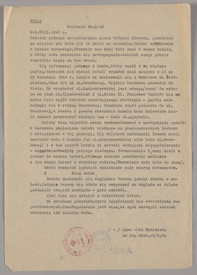 Odpisy meldunku nr 9/AM dotyczącego przebiegu ekshumacji zwłok z burzowca przy ul. Łazienkowskiej w Warszawie