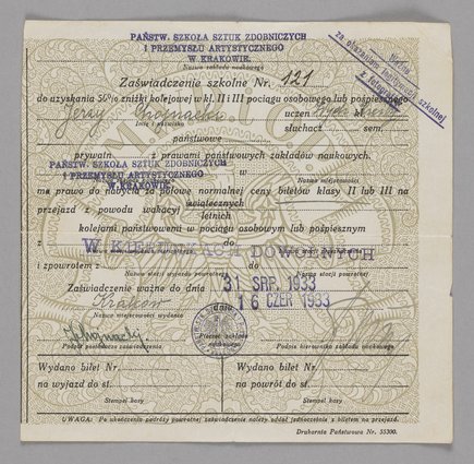 Zaświadczenie wydane Jerzemu Chojnackiemu