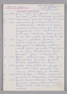 Wykaz prac artystycznych Jerzego Chojnackiego