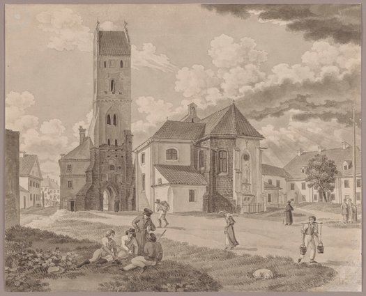 Widok kościoła Nawiedzenia Najświętszej Marii Panny od strony cmentarza