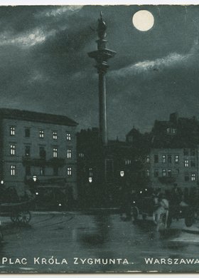 Plac Zamkowy z kolumną Zygmunta III Wazy nocą