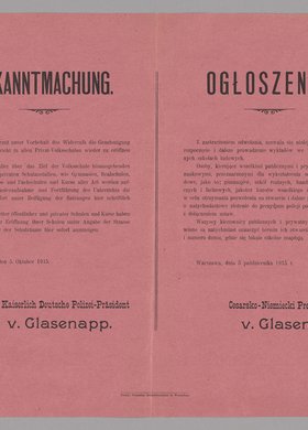 Bekanntmachung / Ogłoszenie o pozwoleniu na ponowne otwarcie prywatnych szkół ludowych oraz szkół średnich i zawodowych po uzyskaniu specjalnego zezwolenia