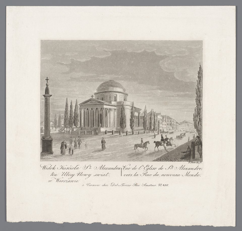 Widok Kościoła św. Aleksandra ku ulicy Nowy Świat w Warszawie