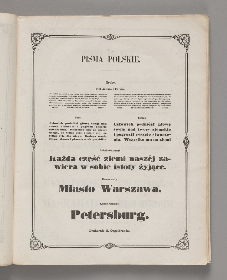 Wzory pism i ozdób drukarni S. Orgelbranda w Warszawie