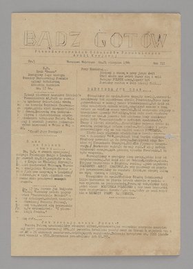 Gazeta Bądź Gotów. Pismo harcerskich Oddziałów Pomocniczych AK. Warszawa walcząca, Nr 5 z 21 sierpnia 1944 r.